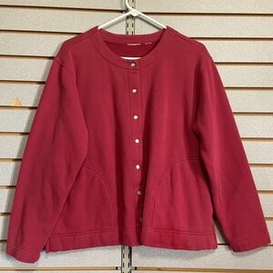 Red‎ Button Front Cardigan Jacket Pockets Casual Everyday Comfort XL